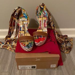 Christian Louboutin Heels. New in box, never worn!  Sandale Du Desert Alta 130.